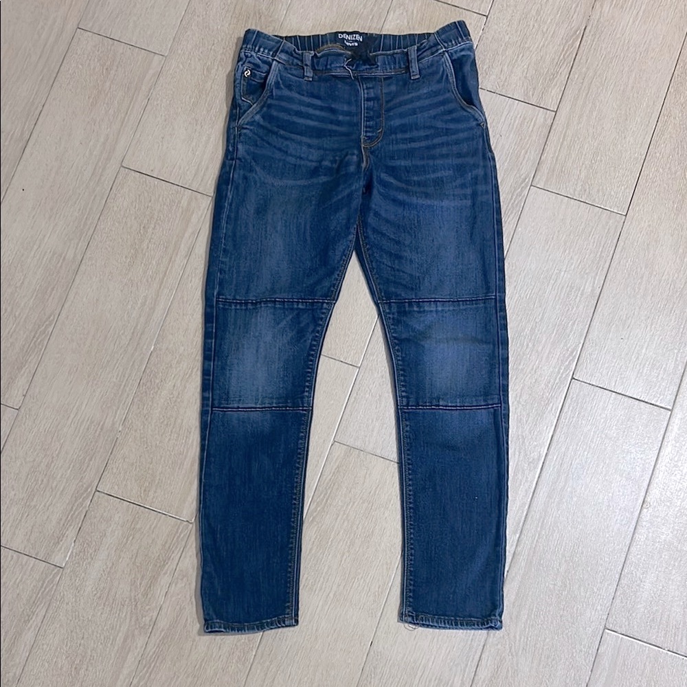 Denizen from Levi's Dark Blue Straight-Leg Jeans Elastic Waist Reinforced Knees